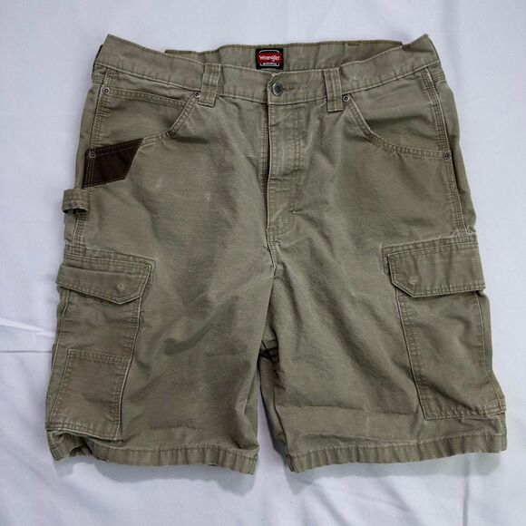 Wrangler Workwear Cargo Shorts Men’s 36 Beige Utility Carpenter Ripstop - Picture 1 of 5